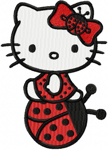 Hello Kitty ladybug machine embroidery design