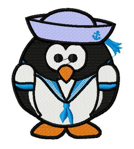 Penguine the sailor machine embroidery design