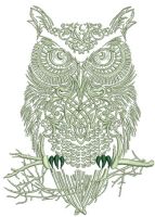 Tribal owl 2 embroidery design