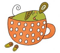 Tiny mouse sleeping in cup embroidery design