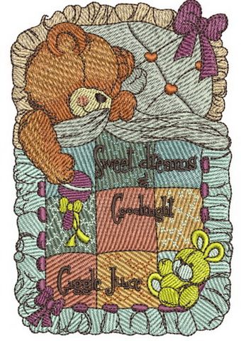 Sweet dreams and good night machine embroidery design