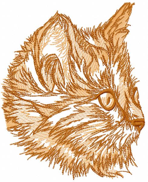 Red hair kitten sketch embroidery design