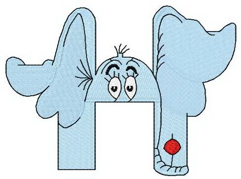 Dr. Seuss alphabet letter H machine embroidery design