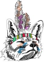 Indian fox sketch embroidery design