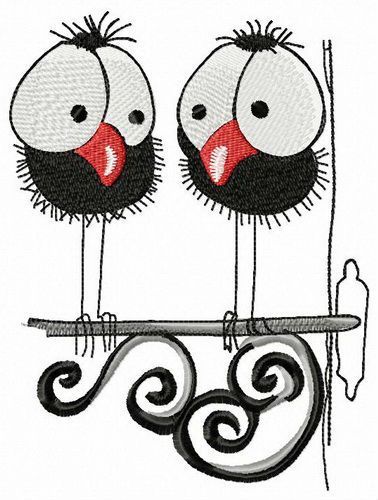 Couple of birdies machine embroidery design