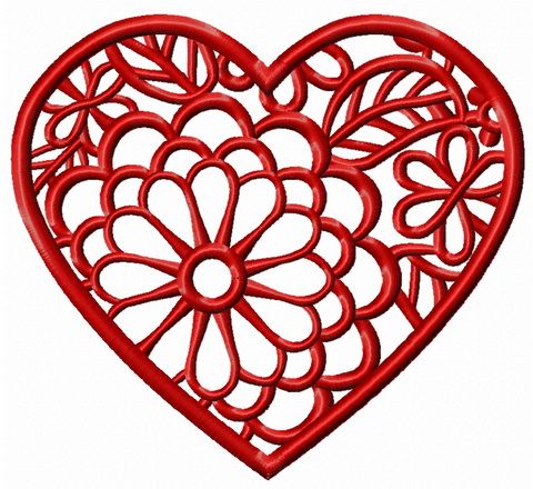 Heart in blossom machine embroidery design