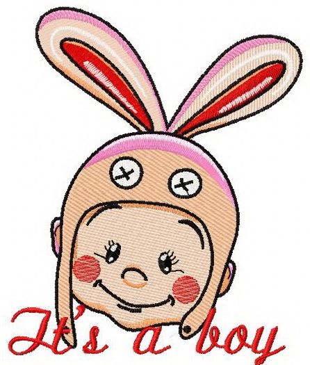 Baby in bunny hat 3 machine embroidery design