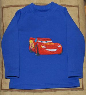 Cardigan with Lightning McQueen embroidery design