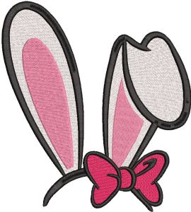 Diseño de bordado de niña de orejas de conejito de Pascua