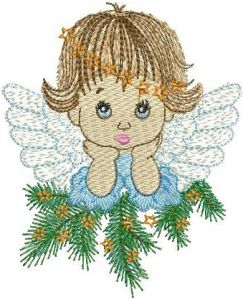 Thoughtful Christmas Angel embroidery design