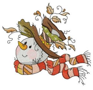 Snowman likes windy weather embroidery design