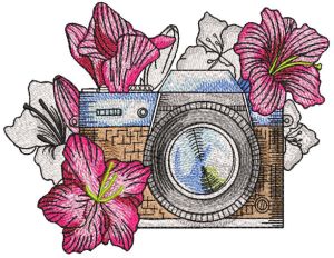 Vintage photo session in garden embroidery design