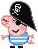 Pig pirate embroidery design