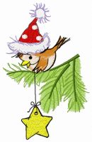 Star on New Year tree embroidery design
