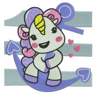 Marine unicorn embroidery design