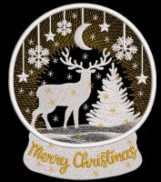 Snow globe with deer embroidery design