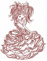 Girl in a luxurious dress 3 embroidery design