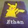 Blue bath towel with Pokemon embroidery design