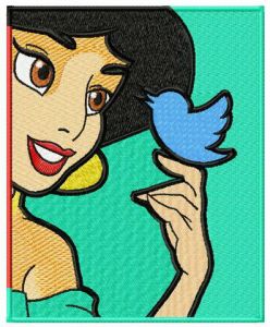 Jasmin with bird embroidery design