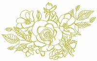Green roses bouquet free embroidery design