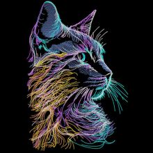 Cat art style embroidery design