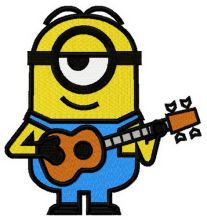 Minion with guitar embroidery design