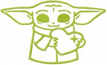 Loving baby yoda one colored embroidery design