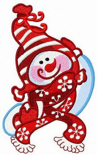 Happy snowman machine embroidery design