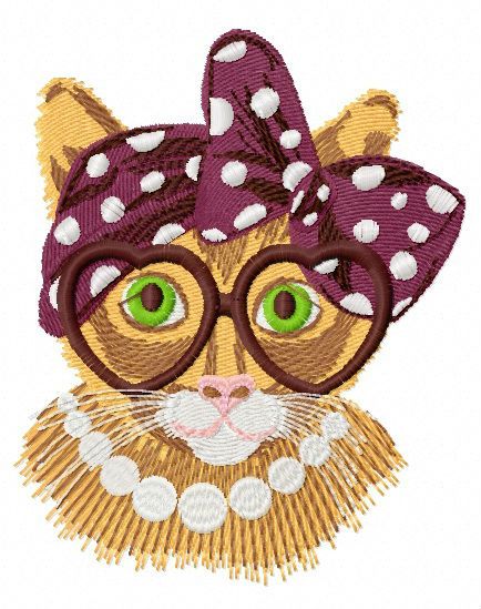 Granny cat machine embroidery design