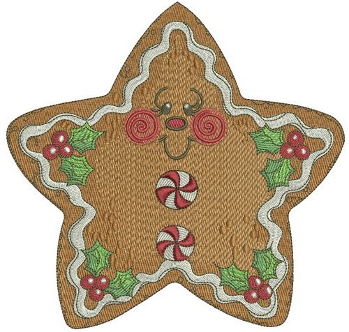 Gingerbread star machine embroidery design