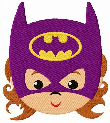 Baby Batwoman face machine embroidery design