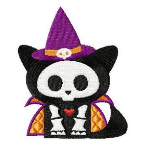 Skelanimals Halloween Cat machine embroidery design