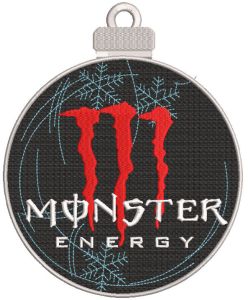 Monster energy Christmas ball embroidery design