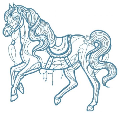 Vintage horse machine embroidery design
