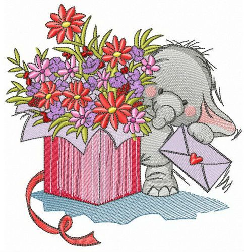 Elephant the courier machine embroidery design