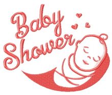 Baby shower embroidery design