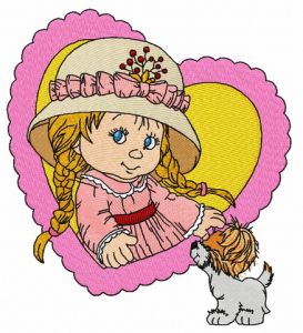 Cute little girl embroidery design