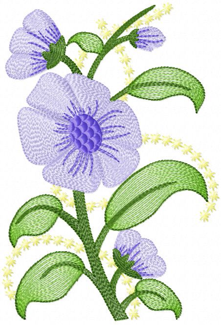 Free Violet flowers machine embroidery design