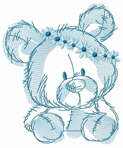 Teddy bear in flower pot 4 embroidery design
