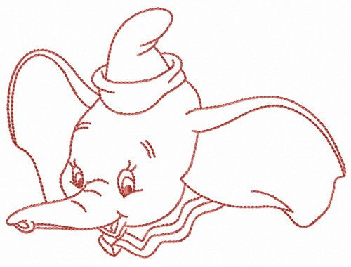 Dumbo elephant machine embroidery design