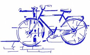 Bicycle in garden embroidery design