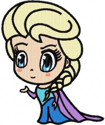 Elsa chibi embroidery design