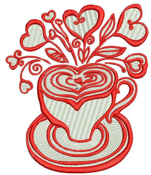 Valentine's cup machine embroidery design