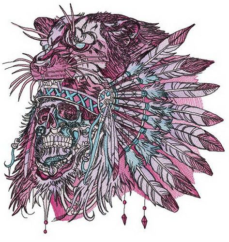 Native American warrior machine embroidery design