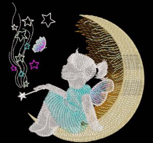 Big magic of a little fairy embroidery design