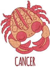 Cancer zodiac sign embroidery design