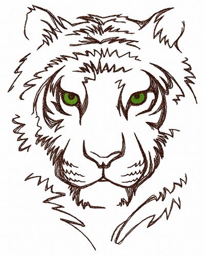 White tiger machine embroidery design