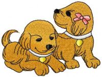 Two puppies free embroidery design