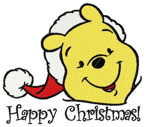 Winnie the Pooh in santa hat 3 machine embroidery design