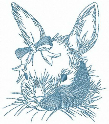 Fluffy rabbit machine embroidery design